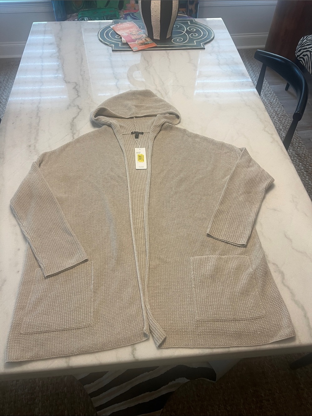 Eileen Fisher Hooded Open-Front Peruvian Organic Cotton Cardigan. Large NWT - Picture 13 of 15